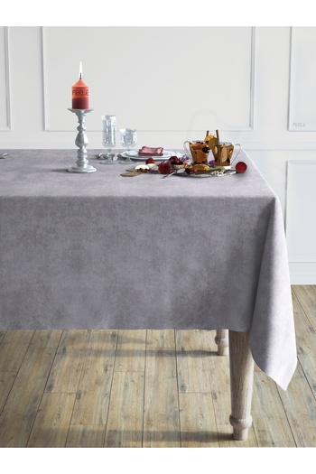 Perle Daily Series Velvet Textured Gray Color Tablecloth