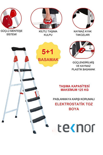 Teknor Extreme Plastik 5+1 Basamaklı Metal Merdiven