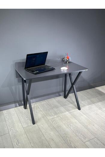 hey modüler mobilya Buse Çalışma Masası Ofis Bilgisayar Masası + Katlanır Sandalyeli 103 cm Metal Siyah Ayak