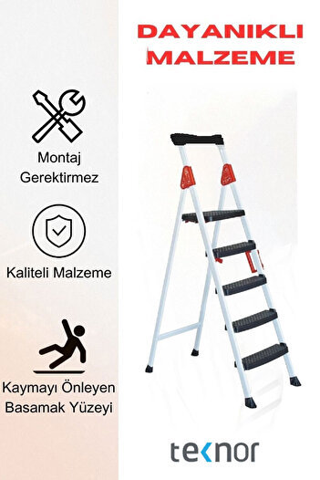 Teknor Extreme Plastik 4+1 Basamaklı Metal Merdiven