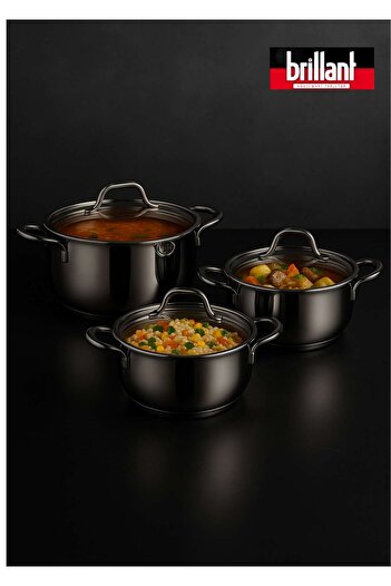 Brillant Luxury Steel Cookware Set 6 Pieces 14/16/18 cm 3-Piece Stainless Cookware Set