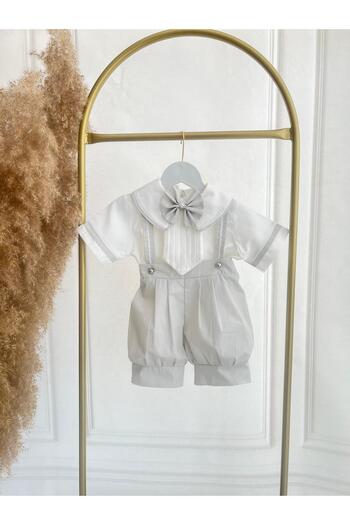 Hobidik Baby Boy Child Mildew Green Poplin Fabric Shorts Bib Salopet Bottom Top Set