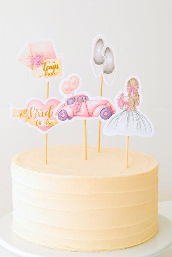 Huzur Party Store Bride to Be Vintage Cake Ornament Set of 5 Bachelorette Party Bride Concept Toothpick Decor Ornaments
