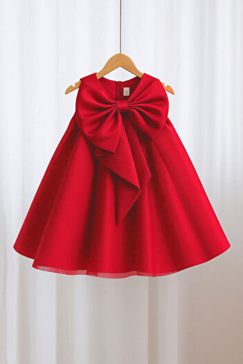 melek golden Girls' Evening Dress Dress Big Bow Detail Special Occasion Party Dress