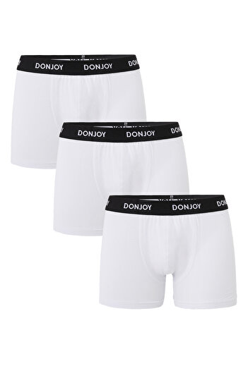 don joy Men's 3-Piece Cotton Combed Cotton White Boxers with Elastic Waist