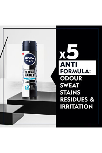 NIVEA Men Deodorant Spray Black & White Invisible 200ml – Long-Lasting Freshness