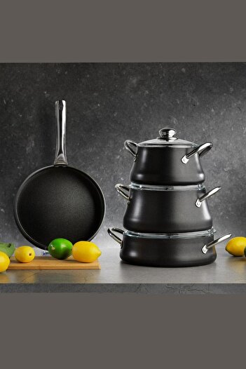 Schafer Ottawa Fireproof Non-Stick Cookware Set 7 Pieces-Black