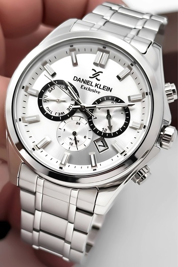 Daniel Klein Men's Wrist Watch Exclusive Steel Band with Bracelet Gift Silver-White Zmdk1192