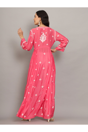 alaya Women Chikankari Hand Embroidered Muslin Jalabiya-AL4044