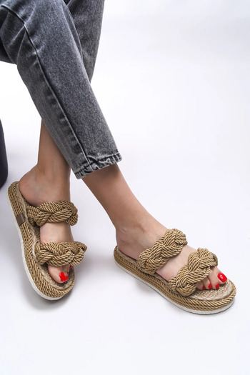 Ernixs Moda Summer Women's Twisted Rope Slippers