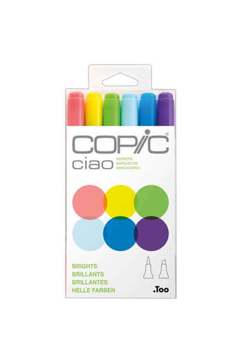 Copic Ciao Double Sided Graphic Marker Set of 6 Bright Colors 22075665