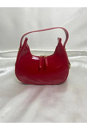 owwon Women's Single Compartment Half Moon Shaped Mini Size Hand and Shoulder Bag with Gold Detail