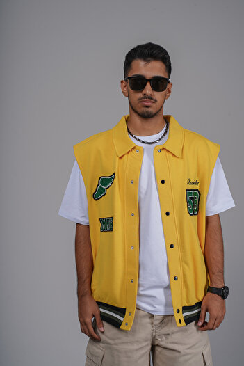 Butik Embroidered Snap Closure Ribbed Unisex Vest