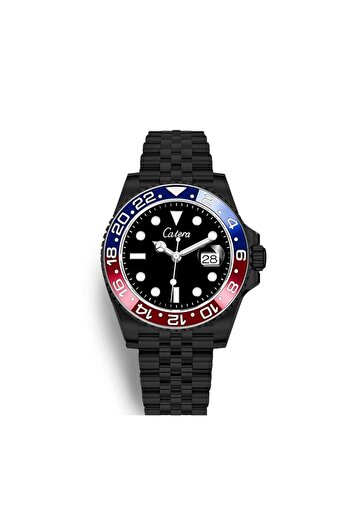 catera Luxury men's watch, Caterra brand, black strap, blue and red frame