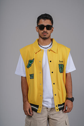 Butik Embroidered Snap Closure Ribbed Unisex Vest