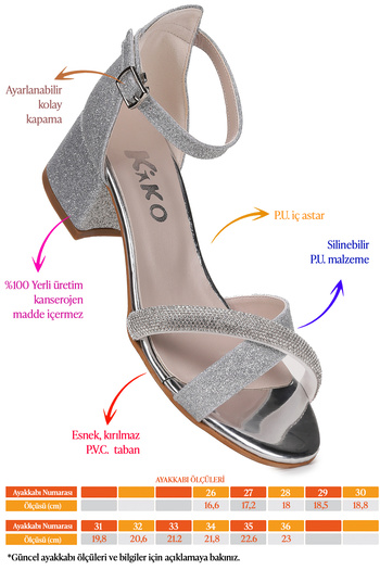 KARAMAZI Kids Tanda Kum Silvery Girl's 4 cm Heeled Sandals Evening Dress Shoes