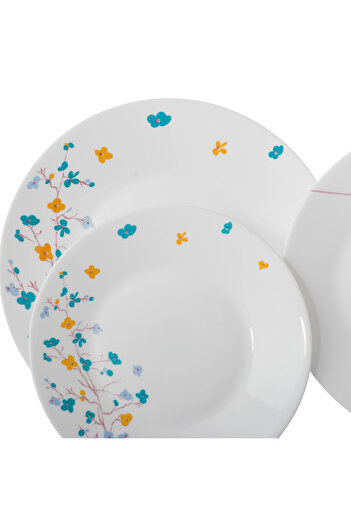 ALSAIF 76-piece Arcopal dining set for 12 people with beautiful, vibrant floral patterns