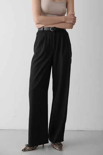 My Blog Black Idol Belted Palazzo Pants - 3510
