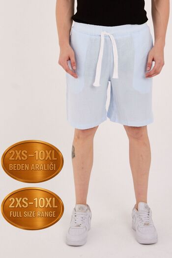 RELAXL Țesătură muselină din bumbac 100% Pantaloni scurți unisex, albastru bebeluș