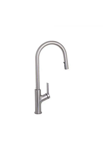 KORMAN TECHNIK Kitchen Faucet with Pull-out Spray, SUS304 Stainless Steel, Satin Finish, FJ5542