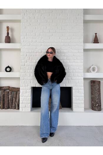 ZF BUTİK Women's Premium Collared Imported Faux Fur