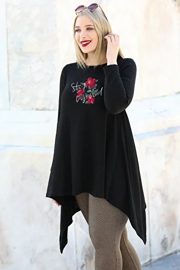 Curvy Trend Plus Size Stay Inspired Printed Skirt Long Sleeve Tunic