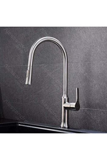KORMAN TECHNIK Kitchen Faucet with Pull-out Spray, SUS304 Stainless Steel, Satin Finish, CF023