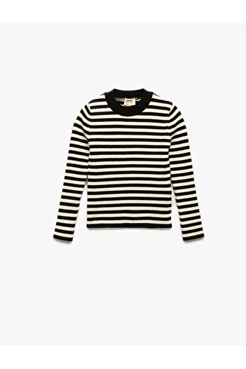 Koton Long Sleeve Crew Neck Striped Sweater