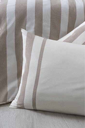 nunuteks evinizi renklendirin 100% Cotton Striped Double Duvet Cover Set (200X220Cm)