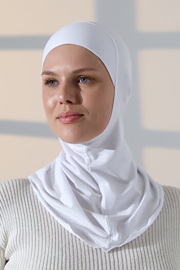 ihvanonline Practical Neck Collar Snap-On Large Hijab Bonnet - White