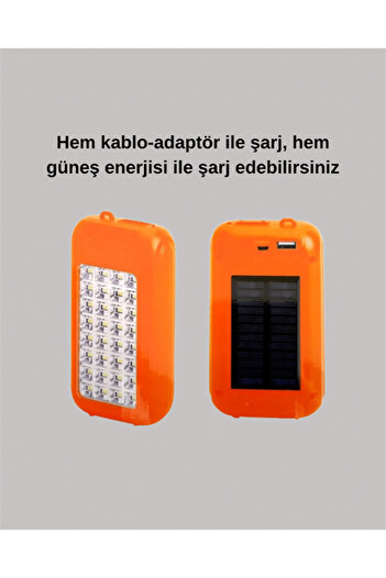 LaraThec Güneş Paneli Destekli Powerbank ve LED Işıldak – 10000 mAh, Çift USB, Outdoor Kullanım İçi