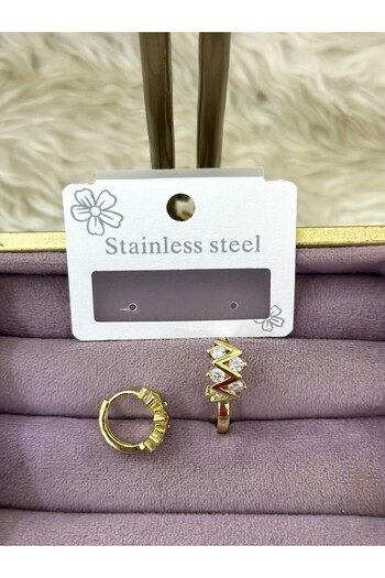 BY YASİN TOPÇU Steel Stone Earrings