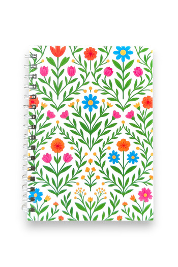 Chi-Chi Papers A5 Checkered Spiral Notebook |   Handmade, 96 Sheets, Ivory Paper