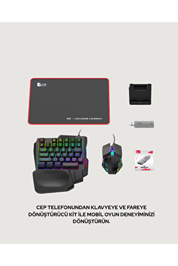 AyrStore Mobil PUBG Oyuncuları İçin 5in1 Klavye Mouse Oyun Seti – BT5.3 Destekli