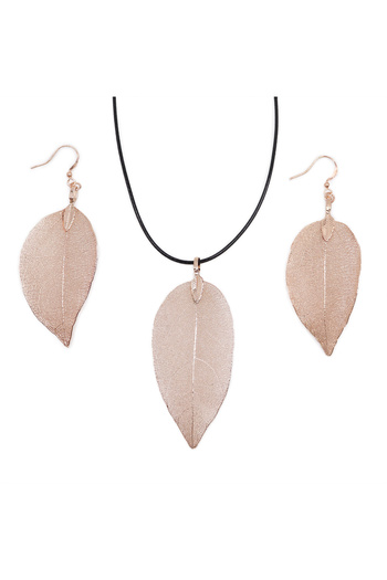 OEM Earrings and Necklace Set - Rose Gold Leaf