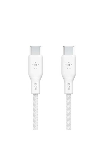 Belkin USB-C to USB-C Cable, 3m, White, Textile Jacket