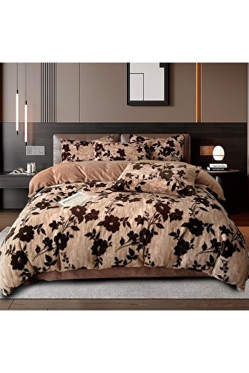 CHIRASO Faux Rabbit Fur Bedding Set, ELASTIC Sheet 180X200+30cm, Pillowcase 200x230 4 Sides