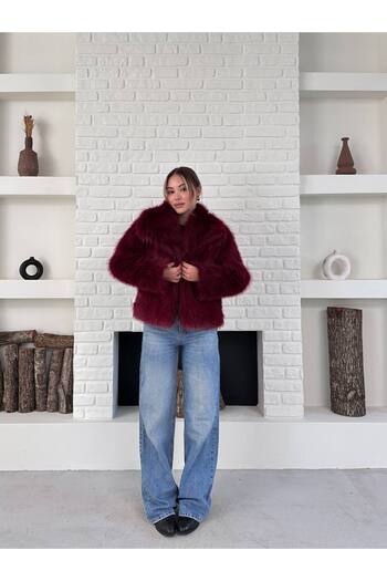 ZF BUTİK Women's Premium Collared Imported Faux Fur