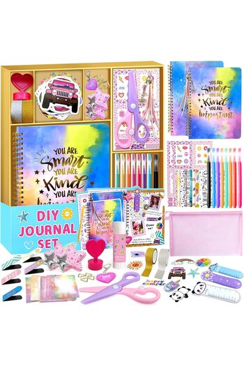 Lumely Journal Kit for Girls,150+Pcs Stationery Diary Set, Scrapbook Supplies kit,Old Girl Birthday Gift