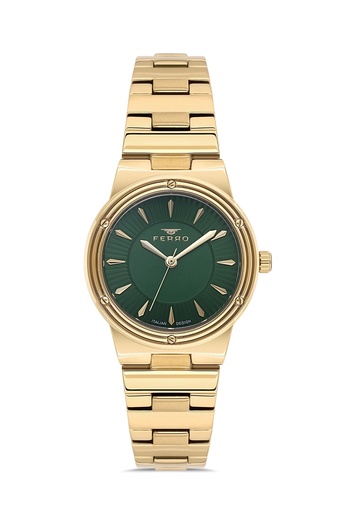 FERRO Yellow Steel Cord Women Wristwatch Fl21586Awt-B6 3Atm Waterproof 2 Years Warranty Giftpacked