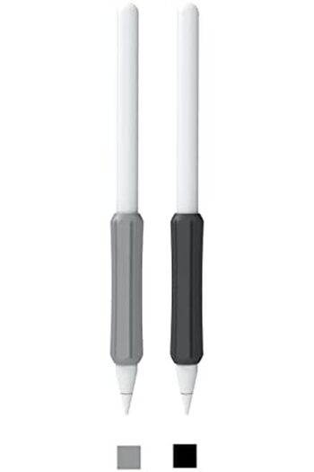 O Ozone Apple Pencil 2nd Gen /1st Silicone Grip Holder |For Magnetic Charging and Double Tap |Black & Grey