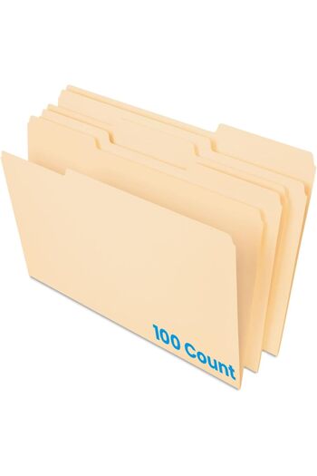 STOREMAX Snshop File Folder, Legal Size, Manila, 1/3 Cut, 100/Bx (753 1/3) 467437