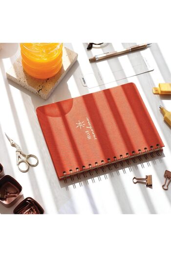 STOREMAX Snshop A5 Spiral Bound Hardcover Linen Dotted Undated Notebook Coral 467437