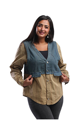 SUGA Stylish oversized striped denim shirt