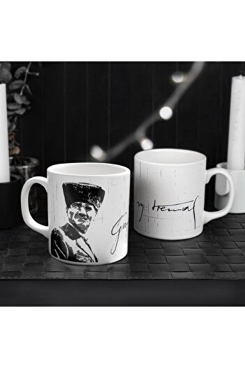 STOREMAX Goldwhirl Ataturk Portrait Signed White Cylinder Mug 1 Piece Trendflash 467437