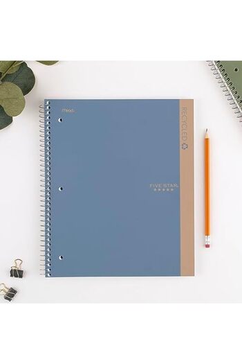 STOREMAX Snshop Star Spiral Notebooks + Study Practice, Recycled Cover, 4-Pack,