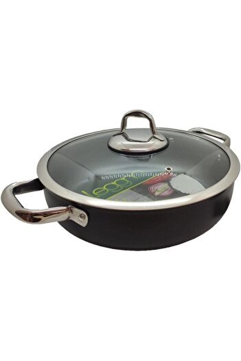 STOREMAX Polysight Titanium 28cm Shallow Pot, Steel Handle, Special Rimmed Glass Lid Black Trendzap 467437