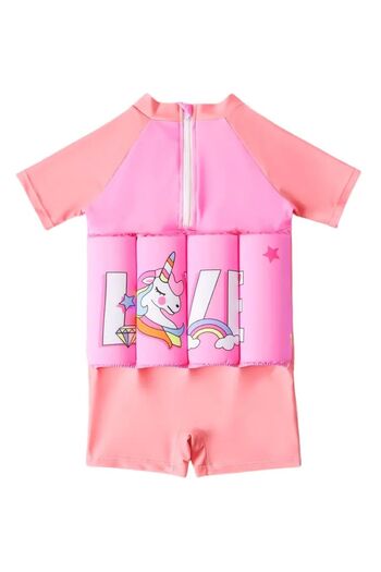 MİLKYADATOYS Swimming Trunks with Sponge for Children (1-2 Years Old) Unicorn Pattern Girl (Domestic) 1 Piece Swimwear