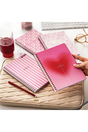 STOREMAX Snshop A5 Spiral Bound Cardboard Cover Set of 4 Checkered School Notebook 80 Sheets - Lesson Planned Pink Kurd