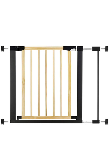 SERSIMO Safety Gate for stairs, adjustable, made of wood with steel structure, 82-89cm, black brown